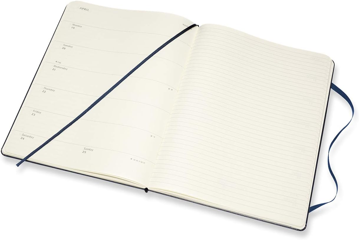 Moleskine 18 Monate Wochen Notizkalender 2020/2021 Extra Large, Saphir: 1 Wo = 1 Seite, Rechts Linierte Seite image number 2