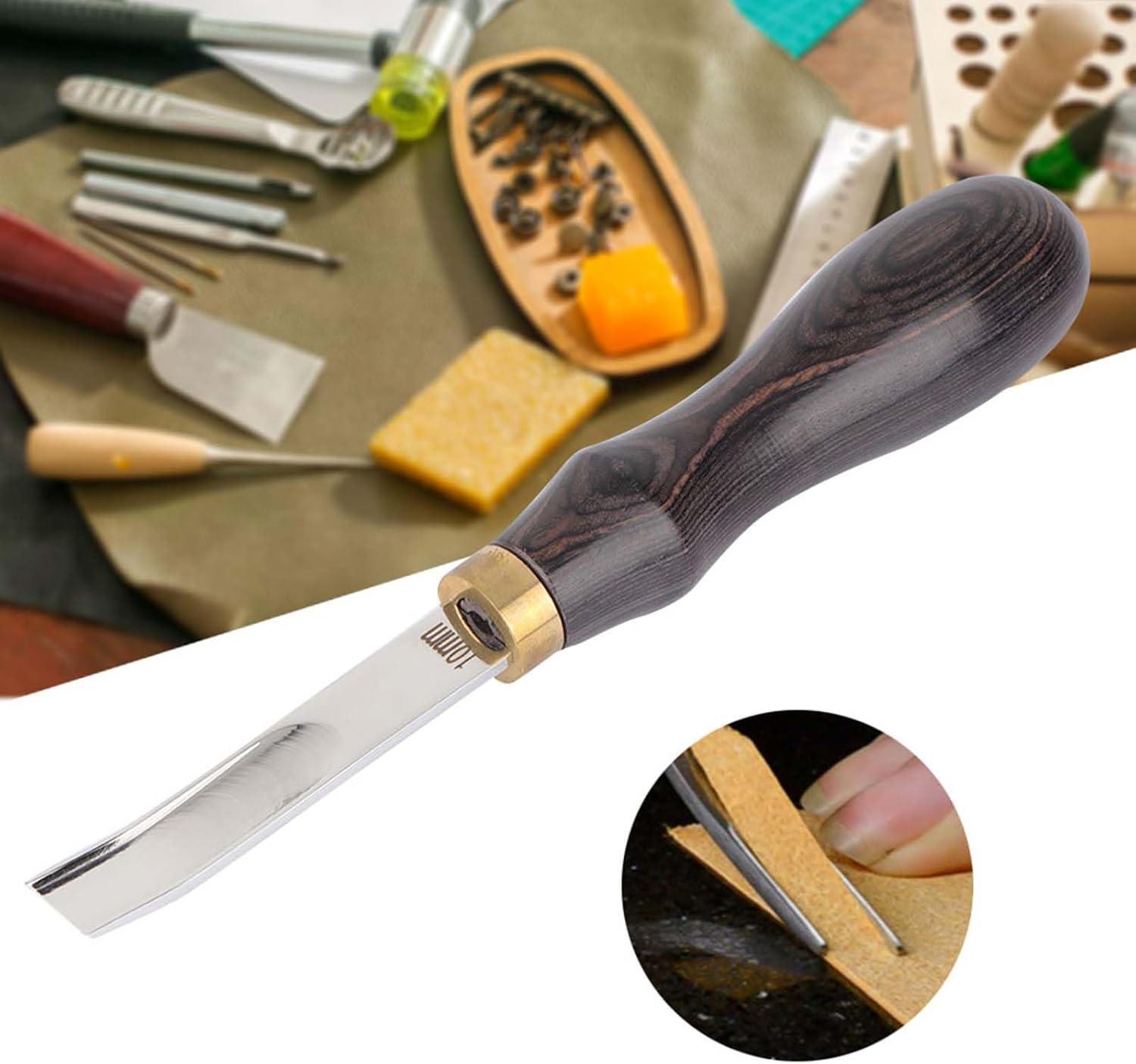 Leathercraft Edge Beveler Skiving Craft Tool, Thinning Capability, Portable Design, 4Mm 6Mm 8Mm 10Mm, Unique Design, Steel Vane/Wing with Wood Handle (Black 10Mm) image number 6