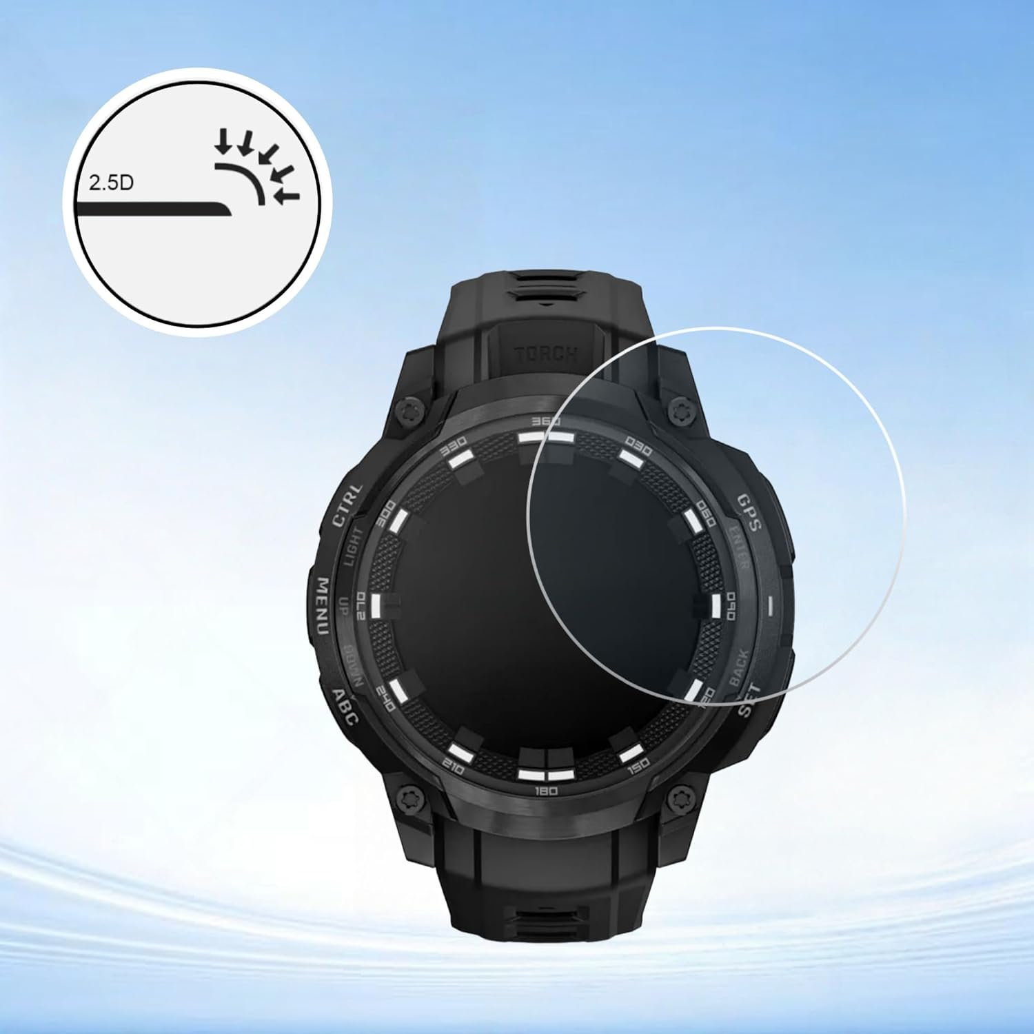 Screen Protector Compatible with Garmin Instinct Crossover AMOLED (Pack of 3) Smartwatch HD Anti-Scratch Glass Screen Protector image number 2