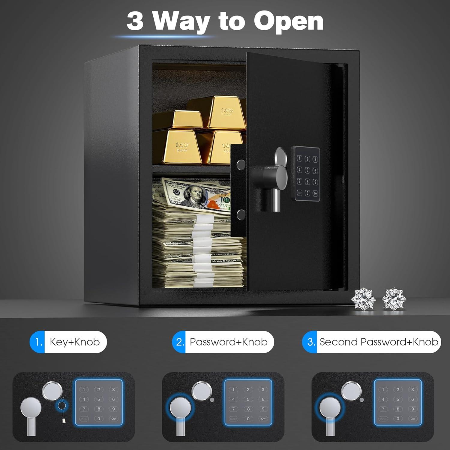 Advwin Security Safe and Lock Box, Steel Drop Safe with Electronic Digital Keypad and Keys, 50 L/1.77Cubic Feet, for Home Office Hotel Business Jewelry Cash image number 2