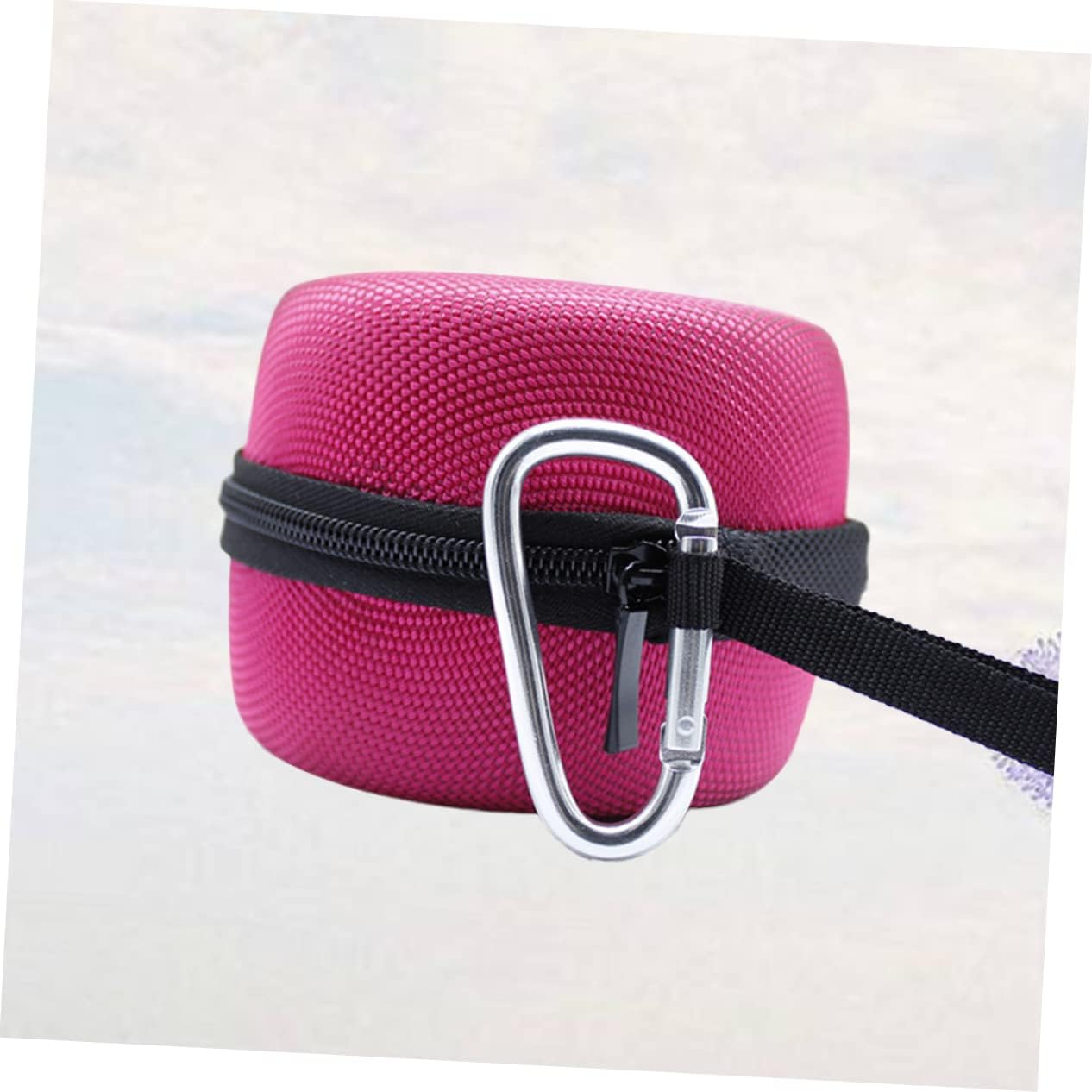 QUMIIRITY Outdoor Portable Speaker Storage Bag with Hook Compact Compression Resistant Design for Travel Hiking Camping Includes Detachable Carabiner Cable Organization Red Random Color - Rosy image number 6