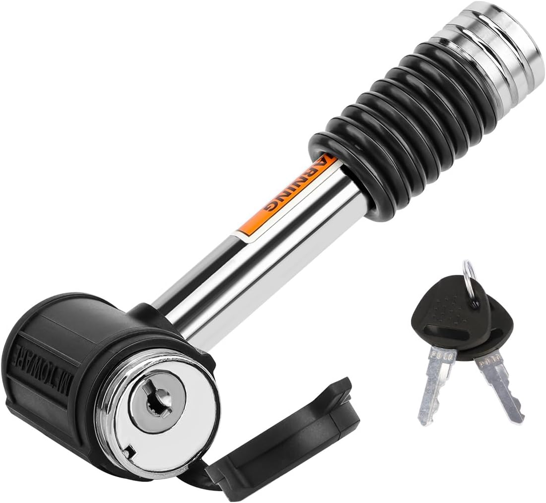 METOWARE Swivel Head Trailer Hitch Receiver Lock, 5/8" Diameter Pin Lock, Fits 2" or 2-1/2" Receiver (1 Pack) image number 5