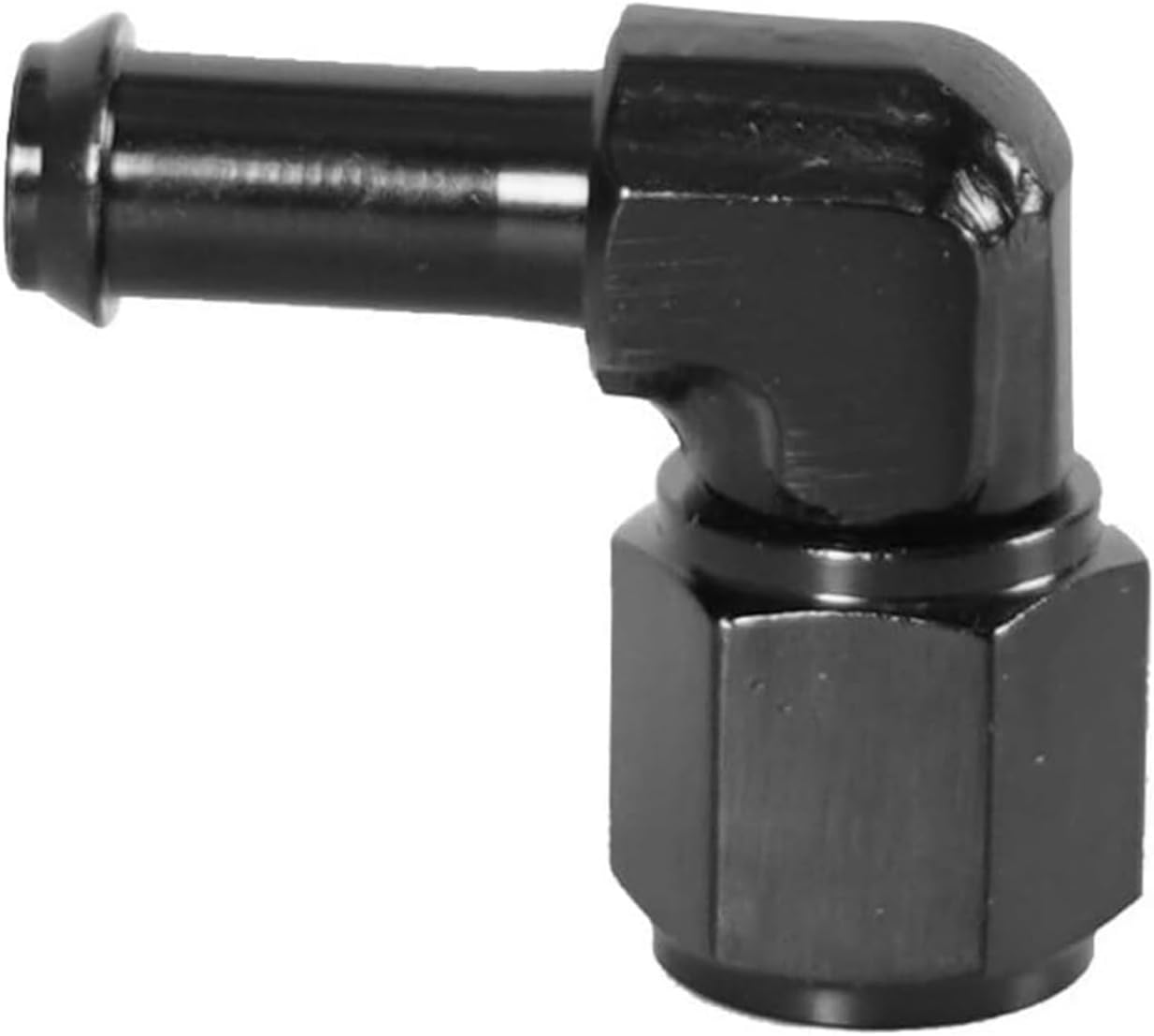 AN6 Female to 3/8 Barb Fitting Adapter 90 Degree Swivel Aluminum Oil Fuel Line Hose Connector (Black, 3/8) image number 3