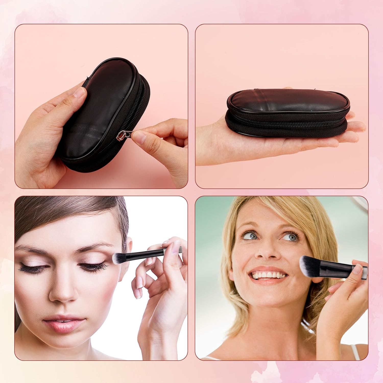 10Pcs Mini Travel Makeup Pedzle with Pedzle Pouches, Portable Collection Makeup Paper Set Professional Cosmetic Pedzle for Travel (Black)