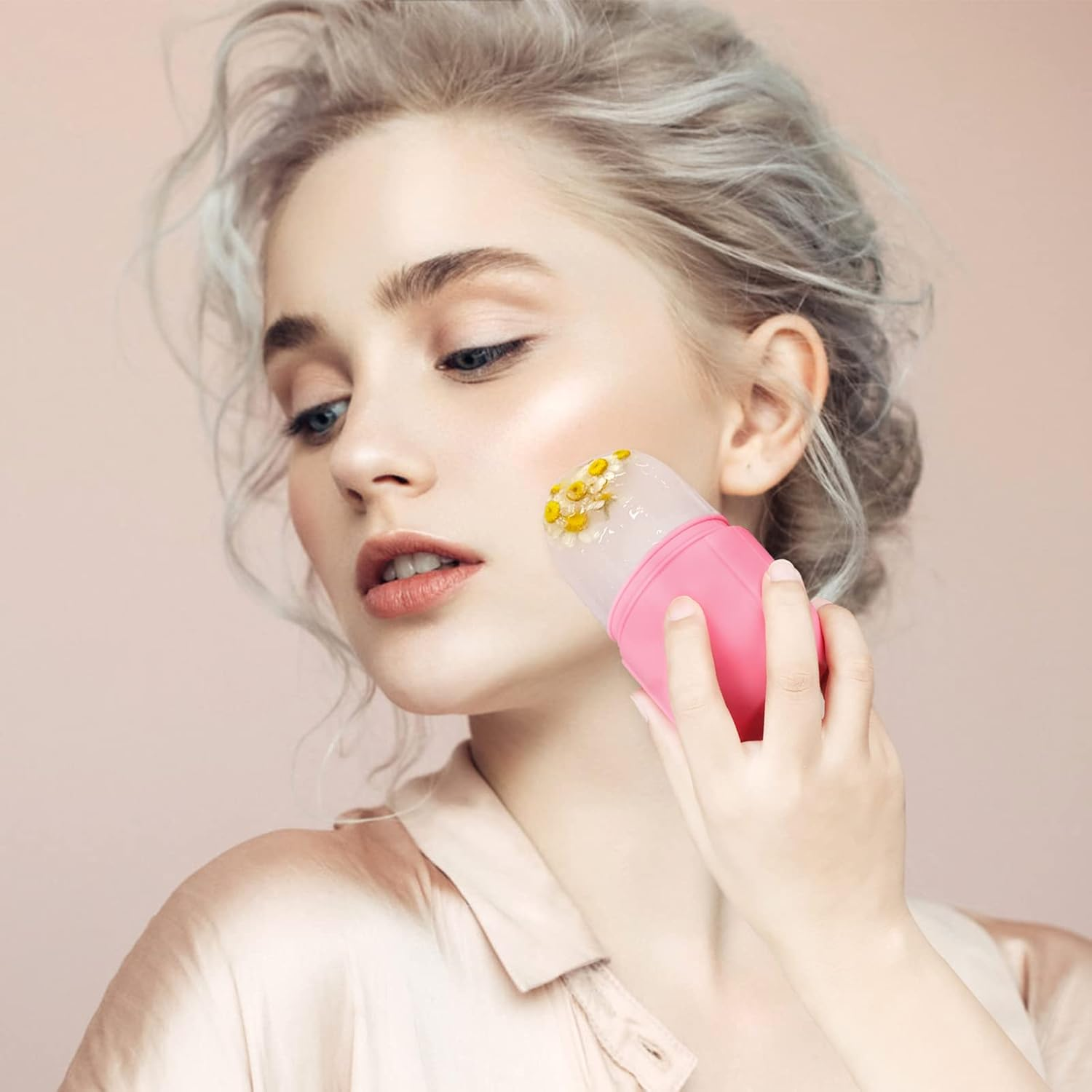 Mini Beauty Ice Face, Ice Mold for Face, Reusable Ice Face Mold, Face Ice Holder Ice Roller for Face and Eye (Pink) image number 4