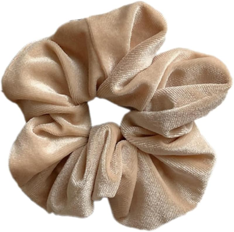 Pack of 2 Velvet Hair Bobbles for Women, Retro Elastic Ponytail Hair Scrunchies, Soft Hair Bands, Hair Rings with Elastic Band, Scrunchies, Hair Accessories for Women and Girls, Apricot image number 2