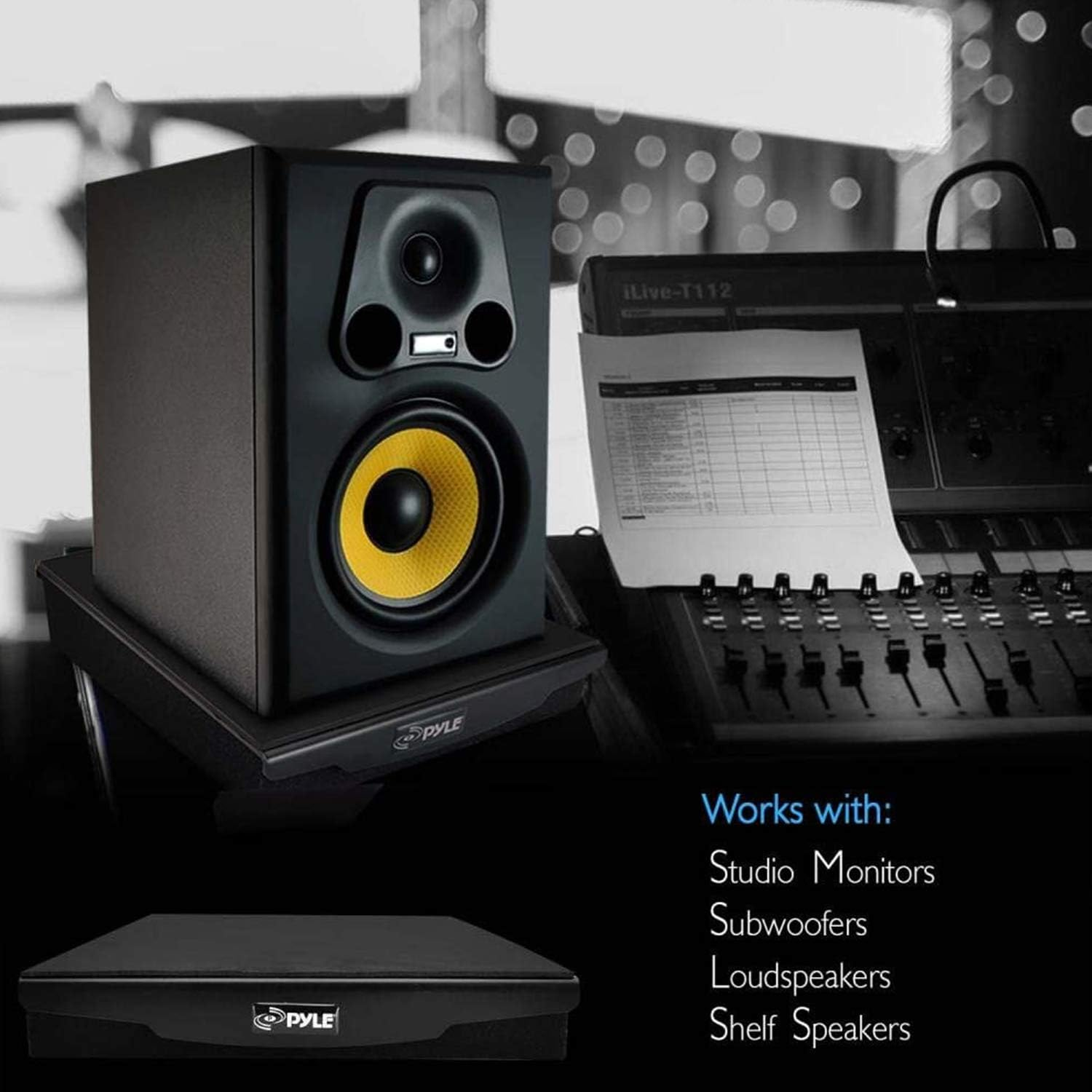 Pyle Sound Dampening Speaker Riser Foam - Audio Acoustic Noise Isolation Platform Pads Recoil Stabilizer W/ Rubber Base Pad for Studio Monitor, Subwoofer, Loud Speakers (10.4 X 13 X 2.8 Inch) image number 1