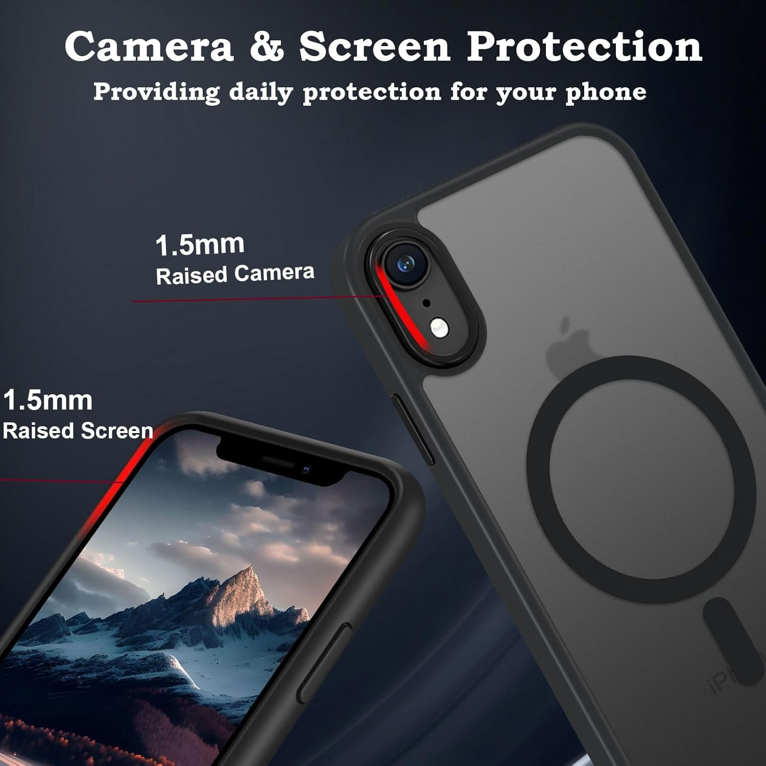 ROUMAYMAY for Iphone XR Case, Magnetic Case [Compatible with Magsafe] Military Grade Protective Slim Translucent Matte Skin Smooth Phone Case for Iphone XR Cover, Black image number 6