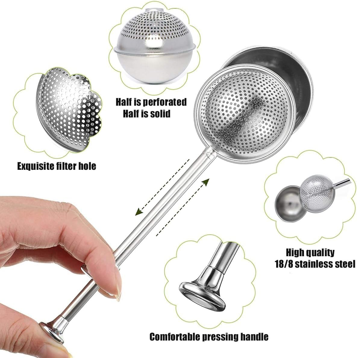 2 PCS Flour Dusting Wand,With Powder Spreading Molds, Dusting Wand for Sugar, Flour and Spices, Stainless Steel Pick up and Dust Flour Sifter, Dusting Wand for Sugar, Flour and Spices