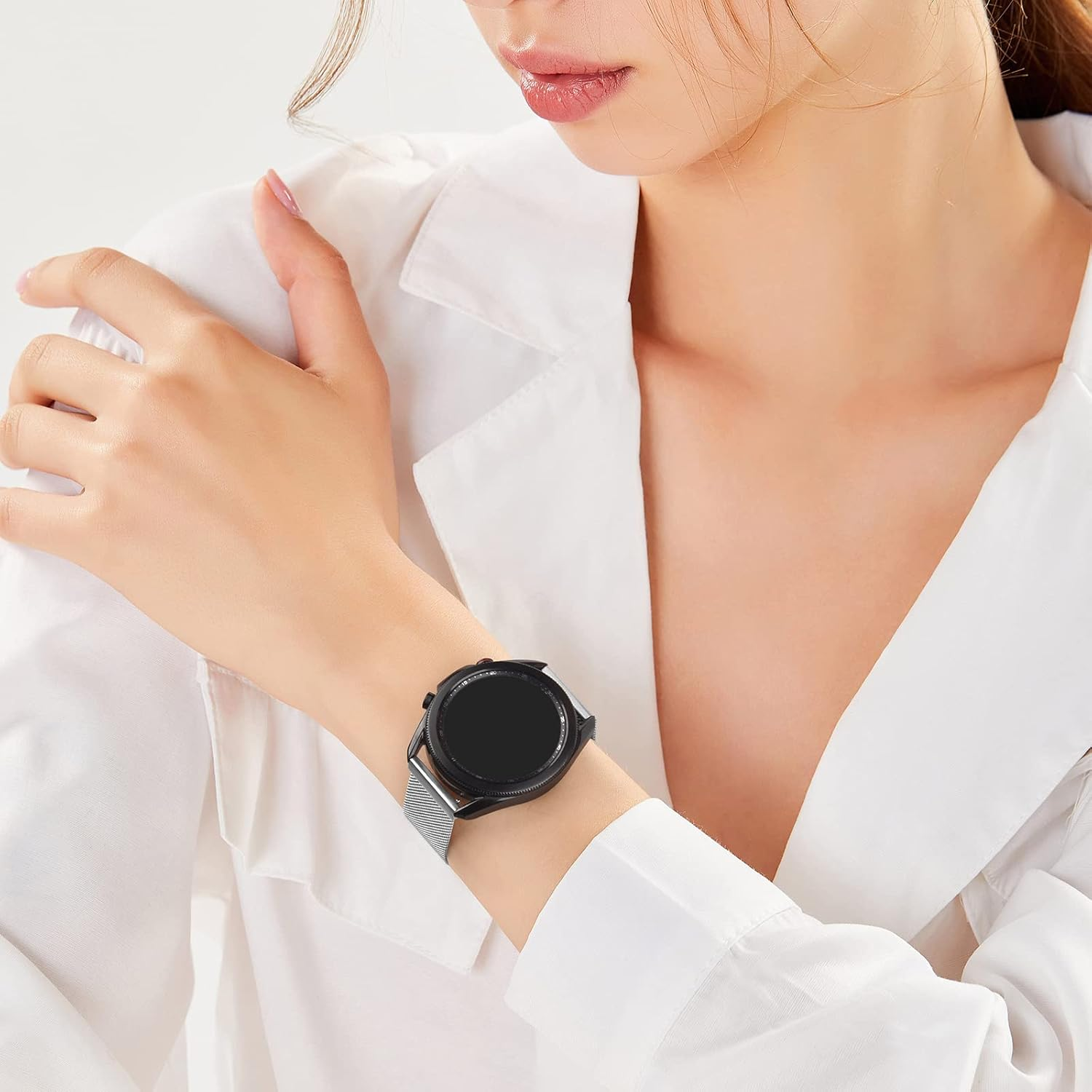 Metal Stainless Steel Loop Quick Release 20Mm 22Mm for Men Women, Adjustable Comfortable Magnetic Milanese Mesh Replacement Strap for Smart Watch Sport Watch image number 1