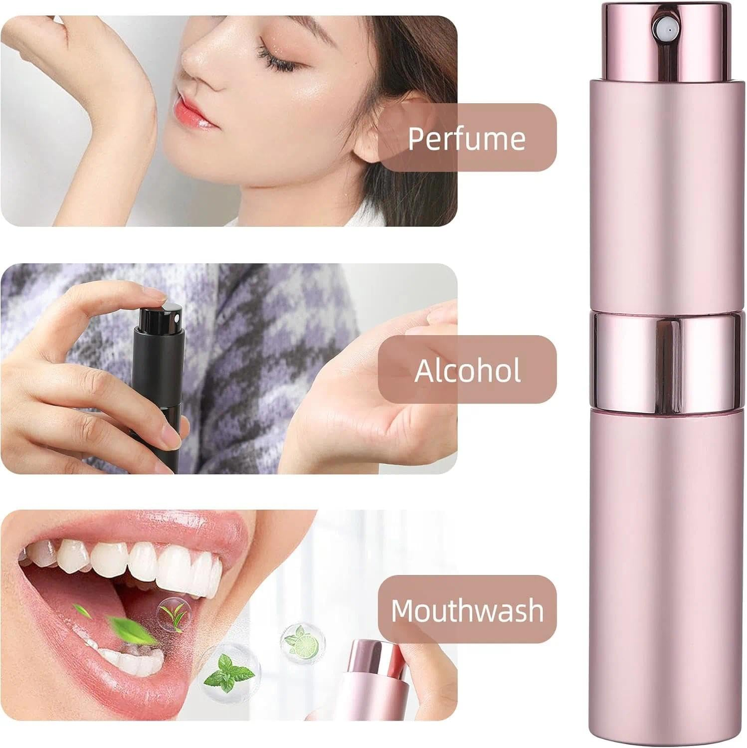 Small Spray Bottle Refillable 8 Ml Mini Perfume Atomizer &ndash; Aluminium Shell and Glass Inner Container, TSA Carry-On Approved Travel Size Empty Small Spray Bottle 2 Pack(Pink&Silver) &ndash; Ruibex image number 1