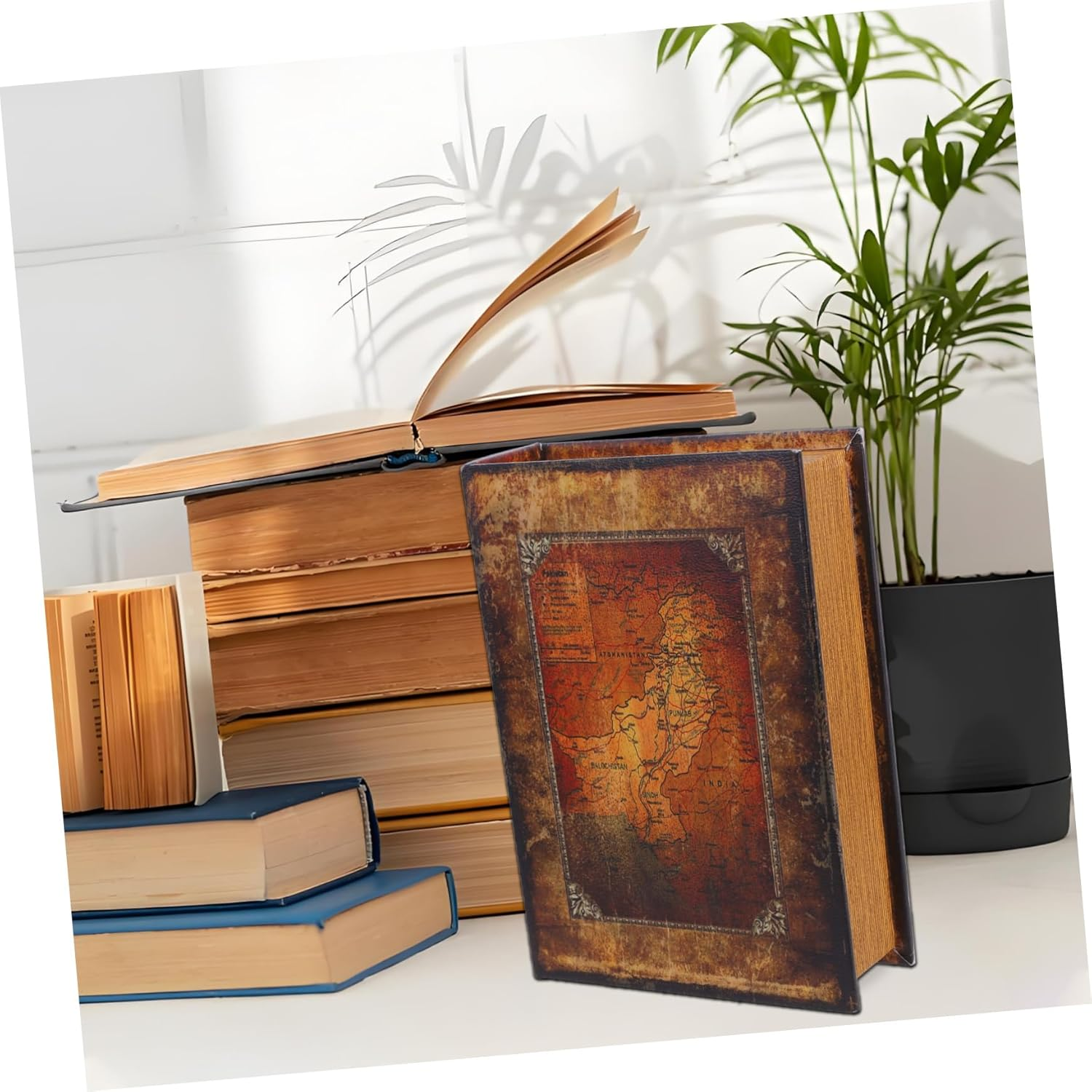 Fake Book Storage Box Simulation Book Shaped Key Container for Home Decor Bookshelf Decoration Lock Storage Organizer image number 1