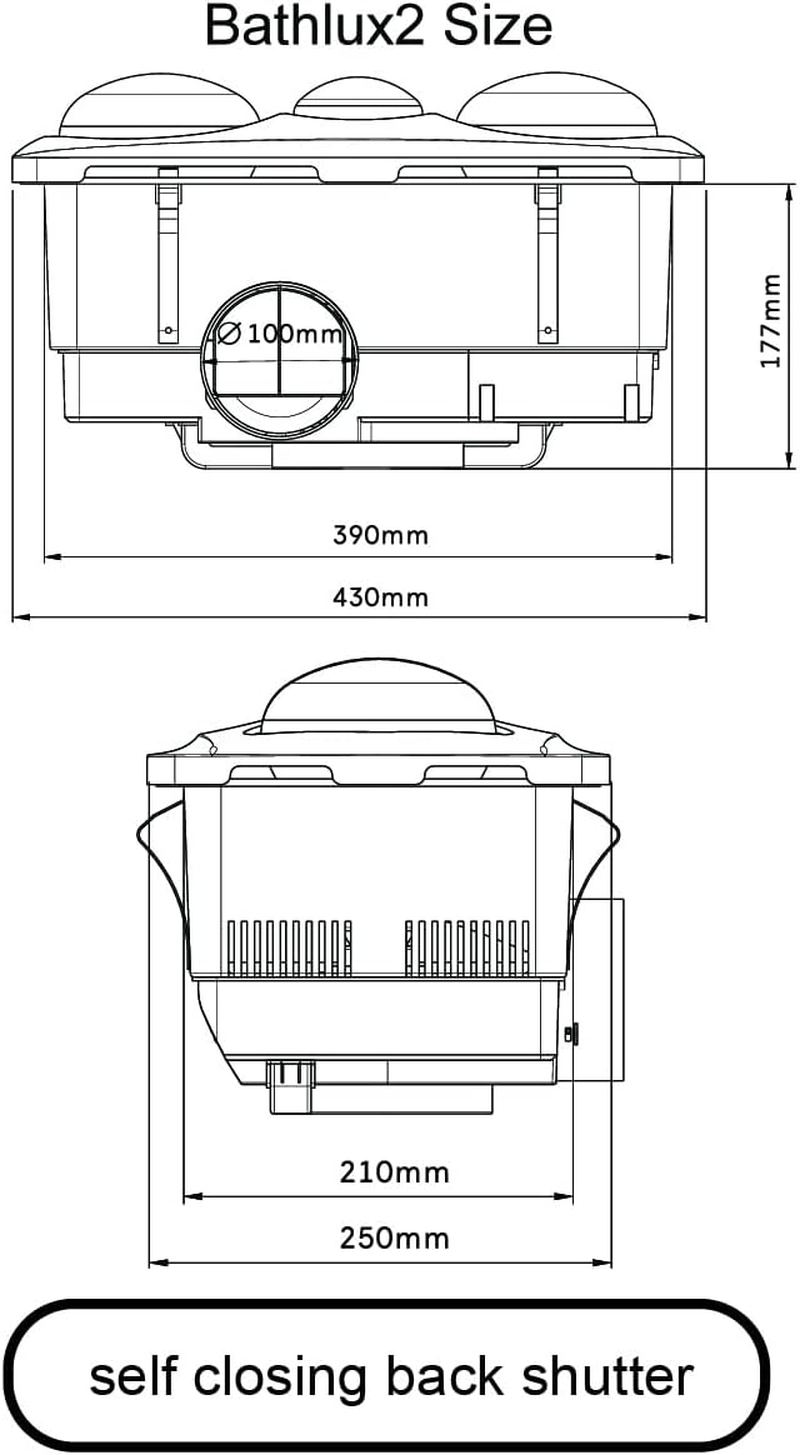 Modura Bathlux2 Bathroom 3 in 1 Unit Heater Fan Exhaust Light Infrared 2X275W Instant Heat (White) - Silver image number 5