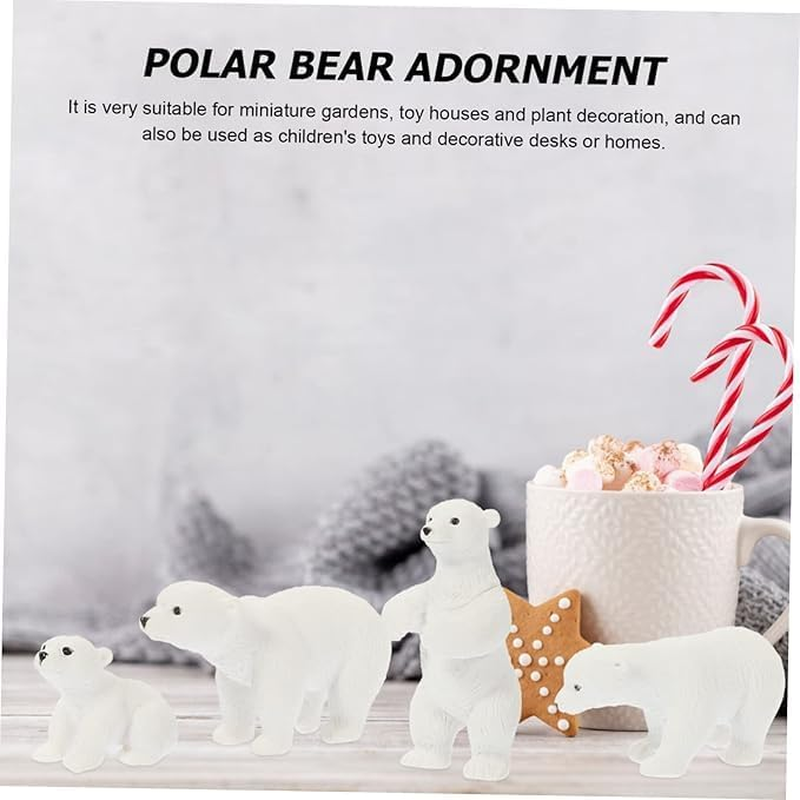 Ksngtixe 6Pcs Miniature Polar Bear Figurines - Cute White Bear Adornments, Durable Compact Animal Decor for Micro Landscape, Home & Garden image number 5