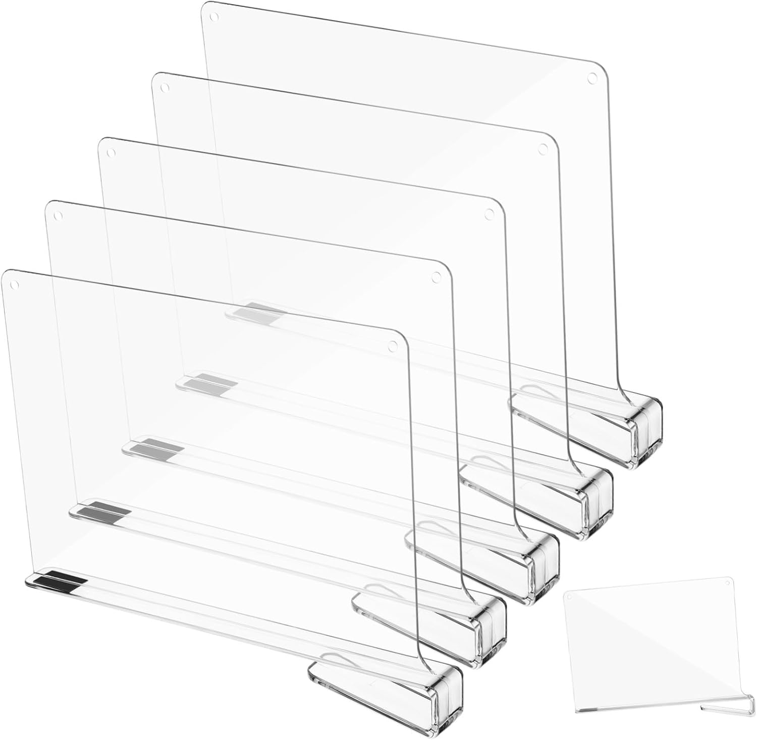 PHENOFICE 6 Pcs Vertical Shelf Dividers for Closet and Kitchen Cabinets Expandable Clothing Organizer with Smooth Material Wardrobe Separators for Tidy Storage and Easy Space Management image number 5