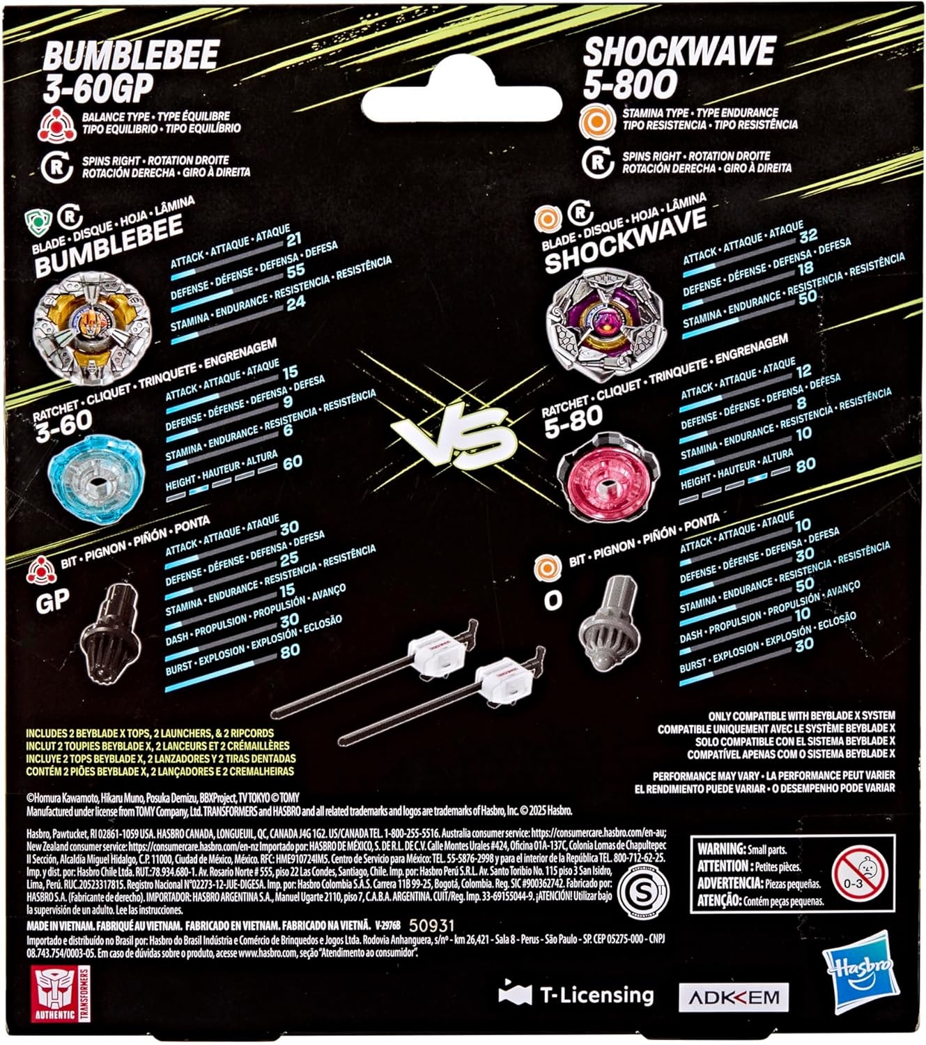 Hasbro Beyblade X and Transformers Collab, Bumblebee 3-60GP Vs. Shockwave 5-80O image number 2