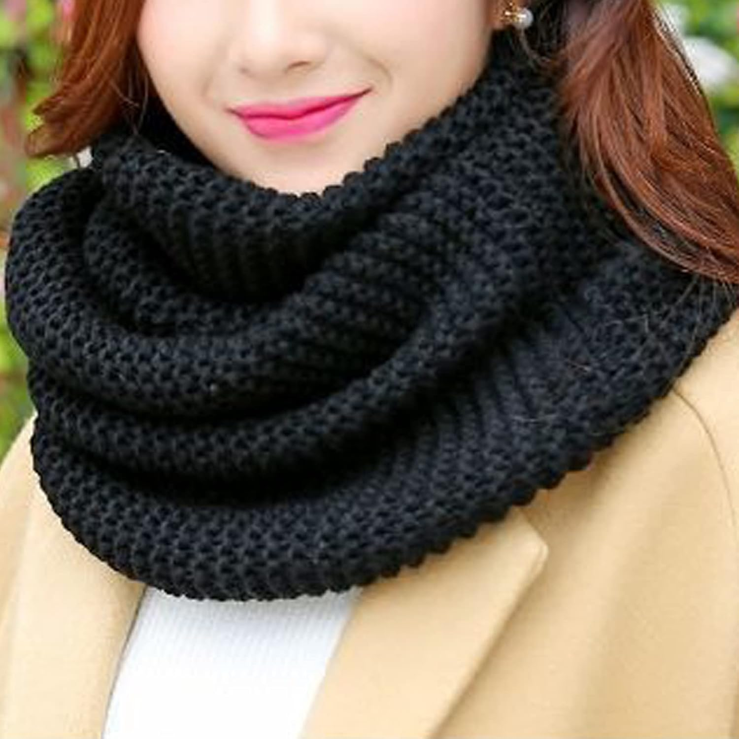 CENZICOM Neck Warmer, Winter Warm Fleece Lined Chunky Knit Thermal Neck Warmer for Women image number 3