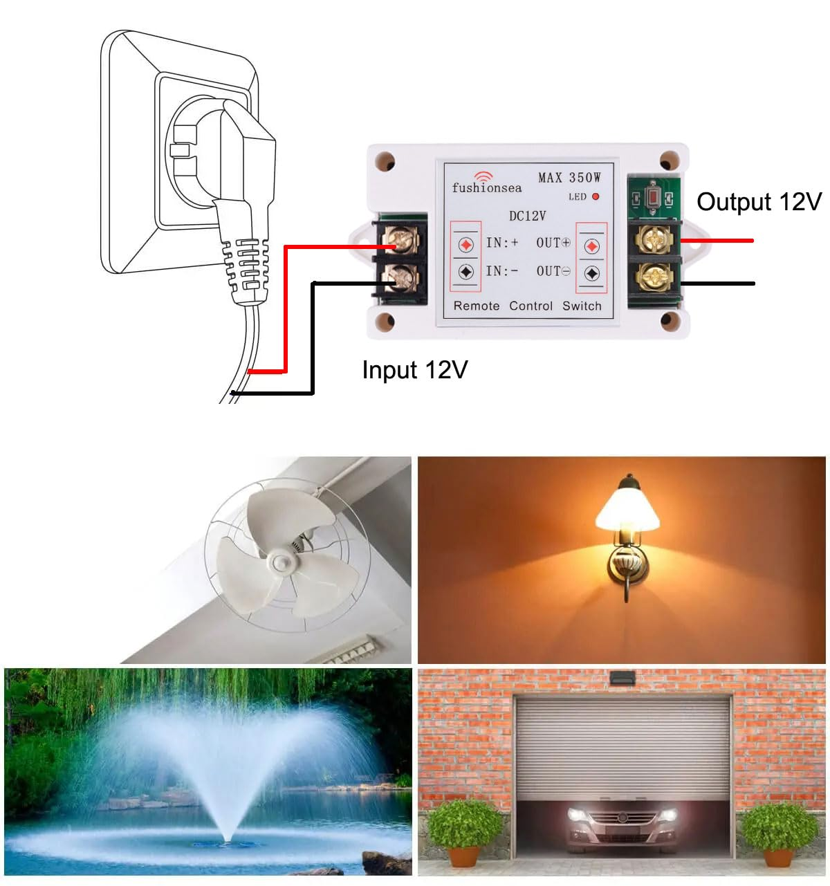 DC 12V 40A Relay Remote Control Switch, 1CH Universal 433Mhz Remote Control Wireless Latching Function Switch for Industrial Control and Low Voltage Power Systems & More
