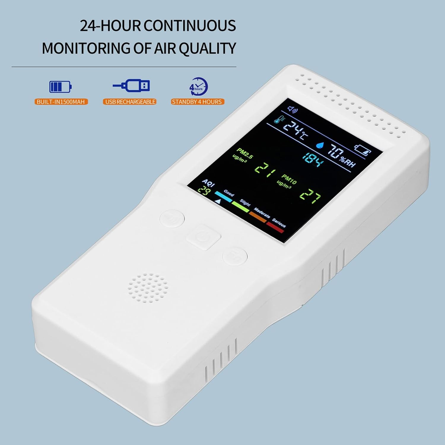 CO2 Detector, Air Quality Tester PM2.5 PM10 HCHO TVOC Temperature Humidity Multifunctional CO2 Detector 5V image number 4