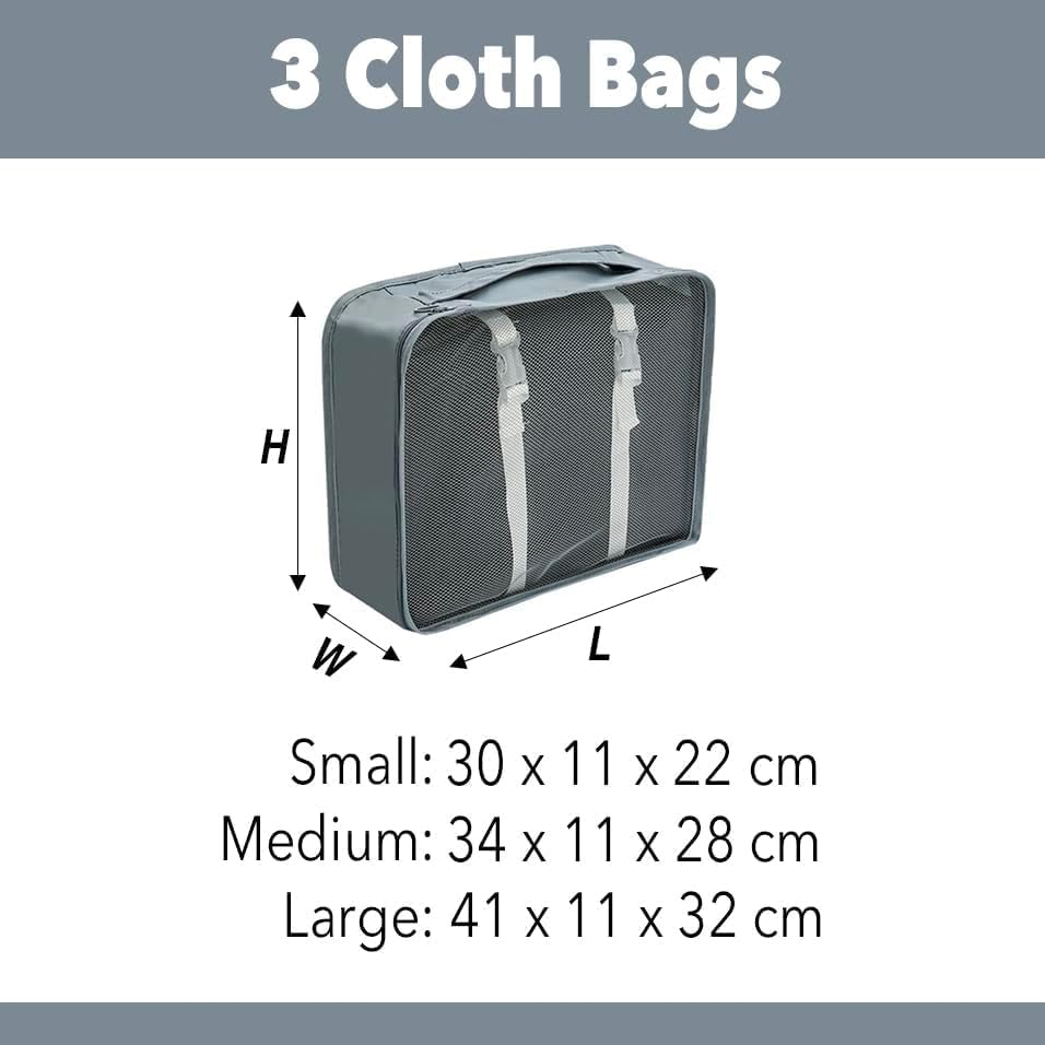 My Corgi Living 8-Piece Cube Travel Luggage Organizer Set - Efficient Luggage Separators & Travel Storage Cubes with Toiletry Makeup Bag, Shoe Bag - Perfect for Families, Men & Women (Beige)