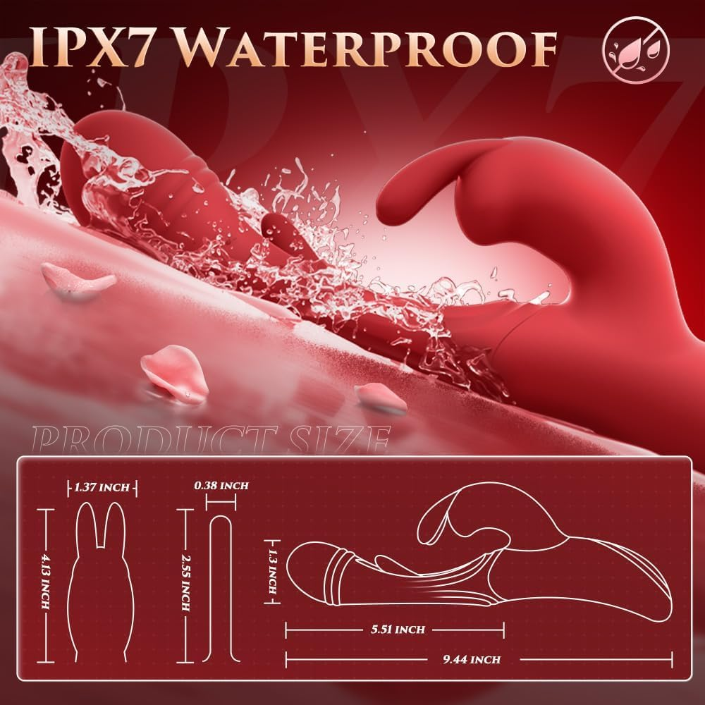 Vibrator Flapping Sex Toys G Spot Adult Toys, Rabbit Vibrators with 12 Flapping & 12 Vibrating Modes Adult Toys, 3 in 1 New Hollow Structure Dildos Vibrator Sex Toys for Women (Red) image number 4