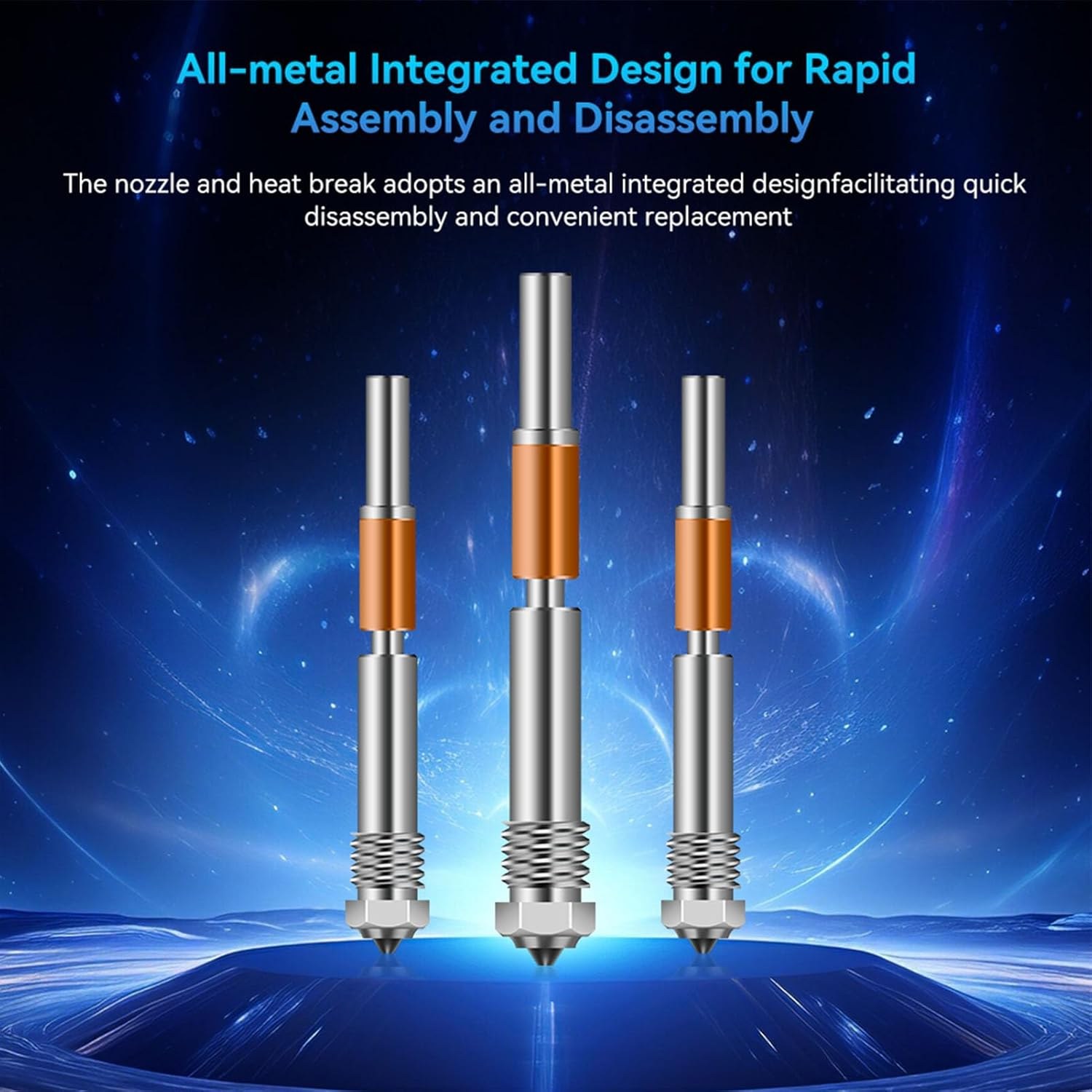 Hotend Kit for Lab P1P P1S 3D Printer, Hardened Steel Nozzle Extruder Hot End with 0.2Mm 0.4Mm Nozzle, 60W Ceramic Heater, Thermistor Wire image number 4