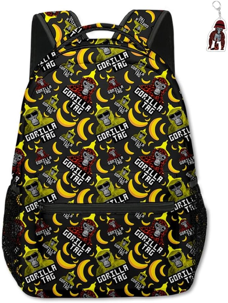 Anime Gorilla Backpack with Keychain,16In Cute 3D Printed Laptop Backpack Large Travel Bags Sport Bag Breathable Business Backpack Cozy Notebook Bag.