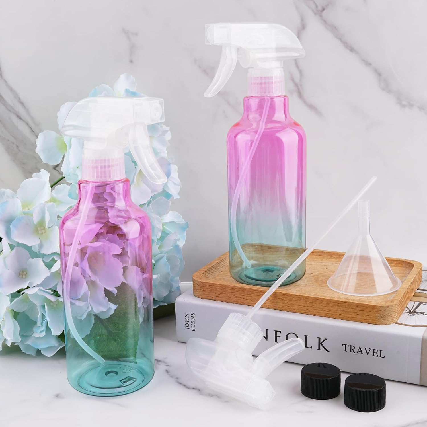 Plastic Spray Bottle 16.9Oz Empty Spray Bottles Refillable Container Trigger Sprayer for Cleaning Solutions, Water, Plants, Pet, Essential Oils, Hair, 2 Pack (Gradient) - Black image number 7