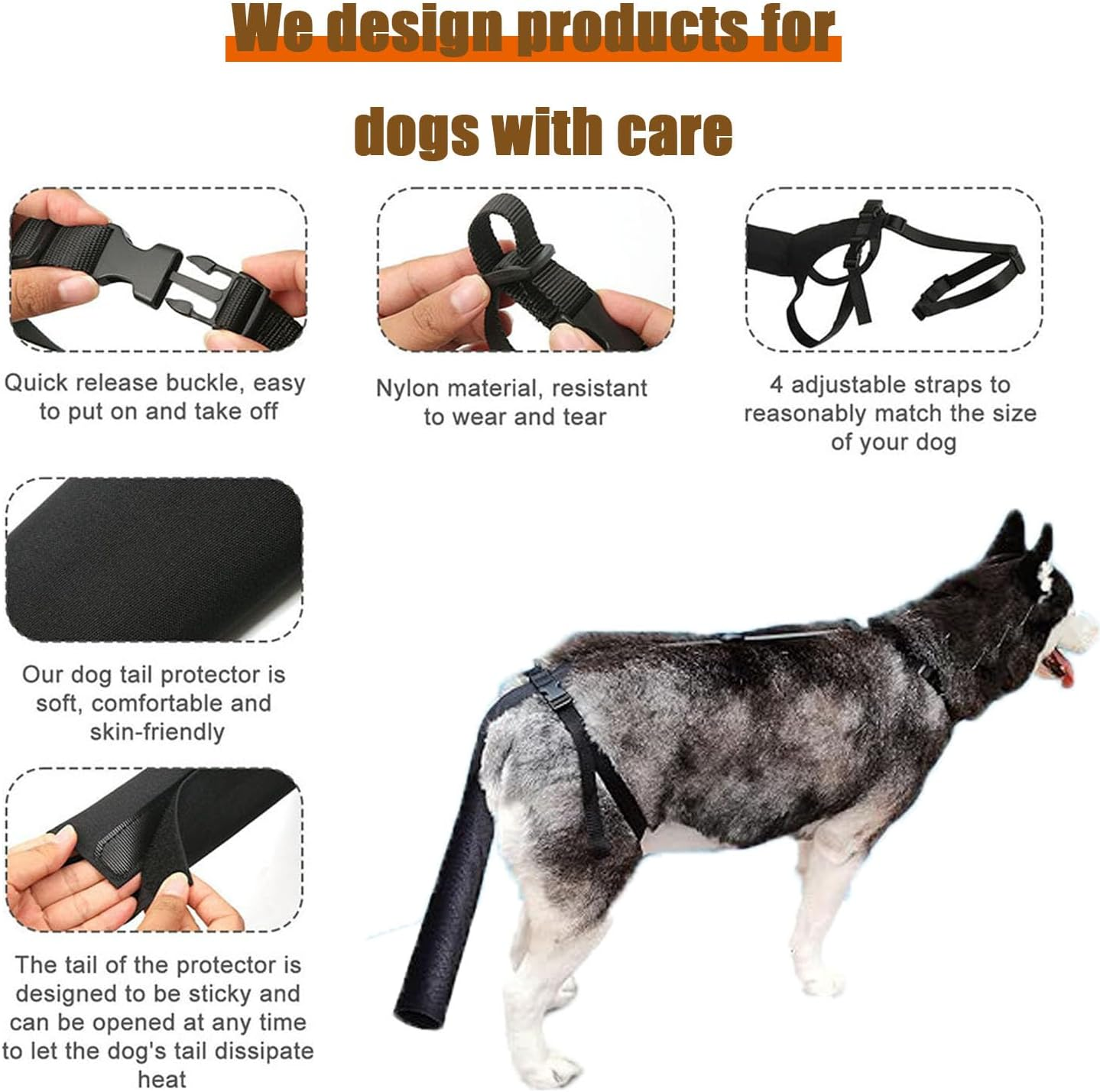 Dog Tail Protector Guard for Medium Large Dogs Adjustable Dog Tail Cover to Prevents Licking Wounds Ends Protector Breathable End Bag for Happy Syndrome Recovery (M) image number 5