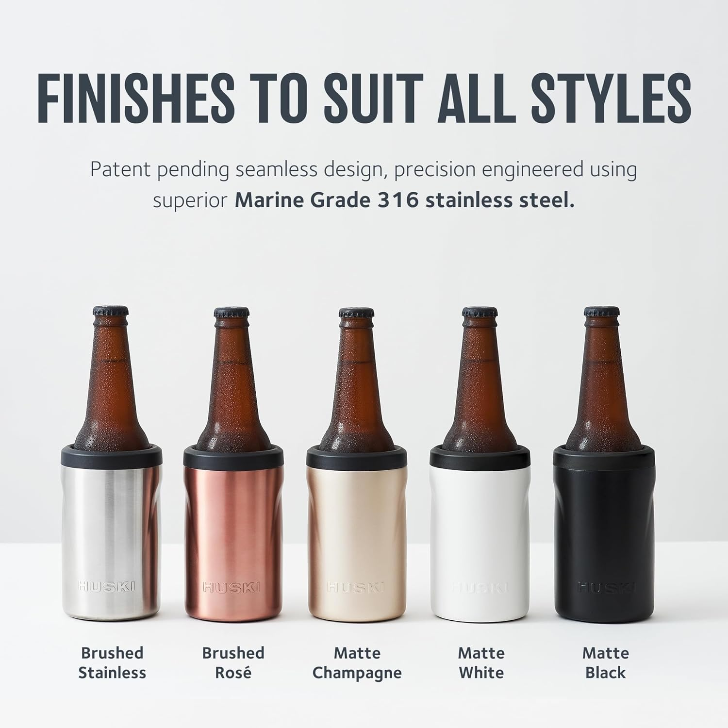 Huski Beer Cooler 2.0 | New | Premium Can and Bottle Stubby Holder | Triple Insulated Marine Grade Stainless Steel | Detachable 3-In-1 Opener | Works as a Tumbler | Gifts for Beer Lovers (Stainless)