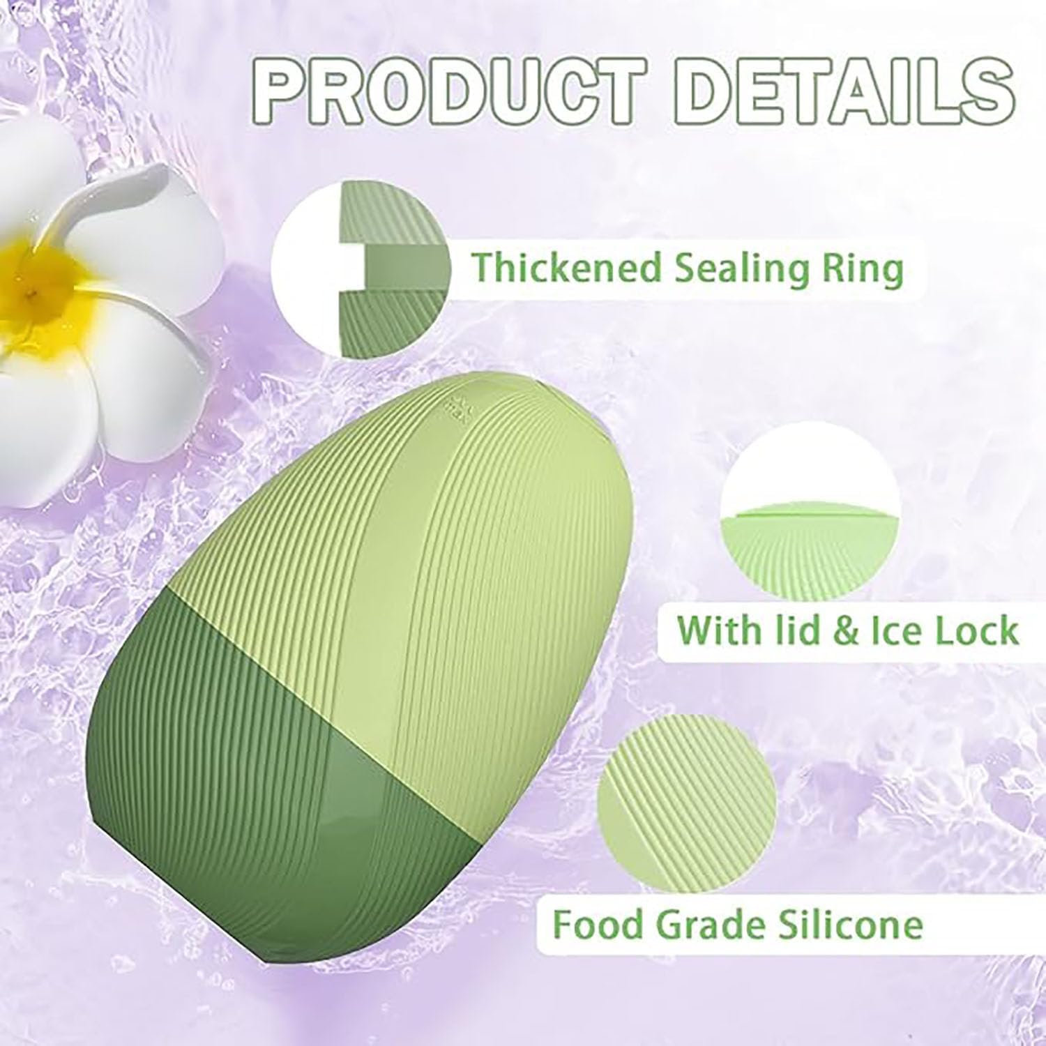 EOMECUIGAO Ice Cube Roller Massager Silicone Ice Roller Massage Lift Firm & Brighten Face (Green) - Pink image number 2