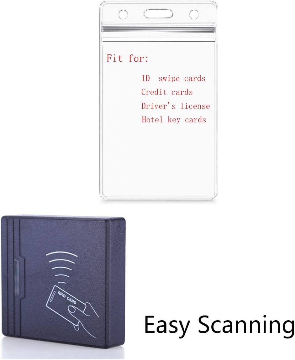 6 Pcs Vertical ID Card Name Tag Badge Holder Pouch PVC Lanyard Work Badge with Waterproof Type Resealable Zip image number 5