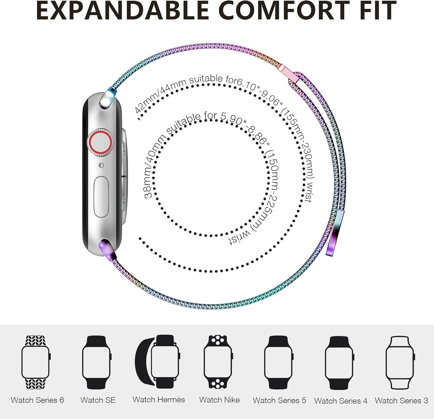 Compatible with Apple Watch Band 38Mm 40Mm 41Mm 42Mm 44Mm 45Mm 49Mm 46Mm for Women and Men Magnetic Metal Stainless Steel Strap for Iwatch Ultra 3/2/1 Series 11 10 9 8 7 6 5 4 3 2 1 SE Multi Color image number 3