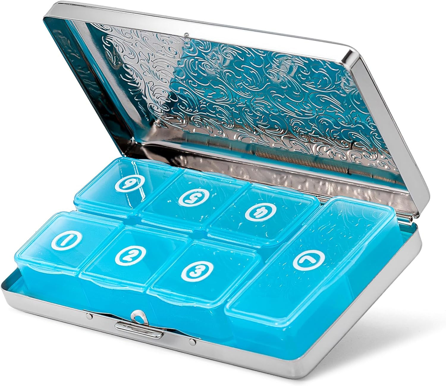 Pill Organizer, Pill Box 7 Day/Metal Travel Pill Case, BPA Free. (Pink) (Black)