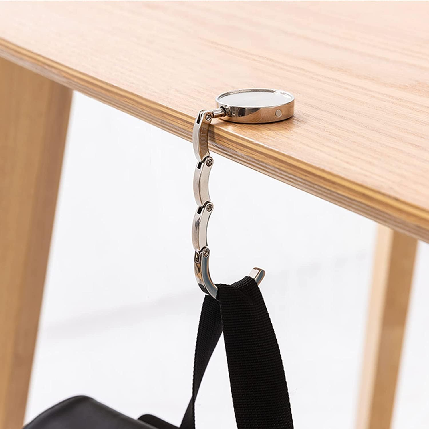 BEANPRECOY 4 Pcs Portable Handbag Hooks for Tables Zinc Alloy Metal Hook Long Handbag Hanger Storage Table Hook Non-Slip Folding Purse Hangers Table Bag Hook Holders for Restaurant Bar and Office
