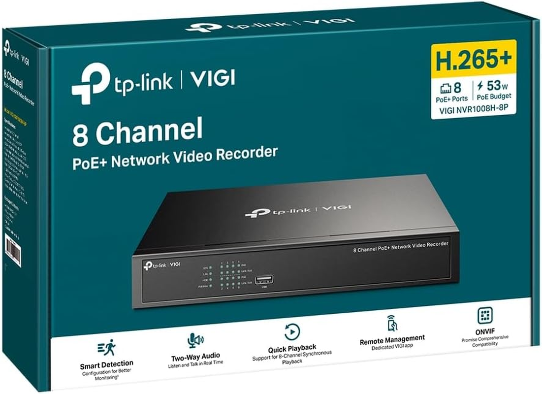 Tp-Link VIGI 8 Channel Poe+ Network Video Recorder, Security Management, 4K Video Output, 16MP, H.265+, Plug & Play, 24/7 Record, Remote Control, Two-Way Audio, Smart Detection (VIGI NVR1008H-8P) image number 6