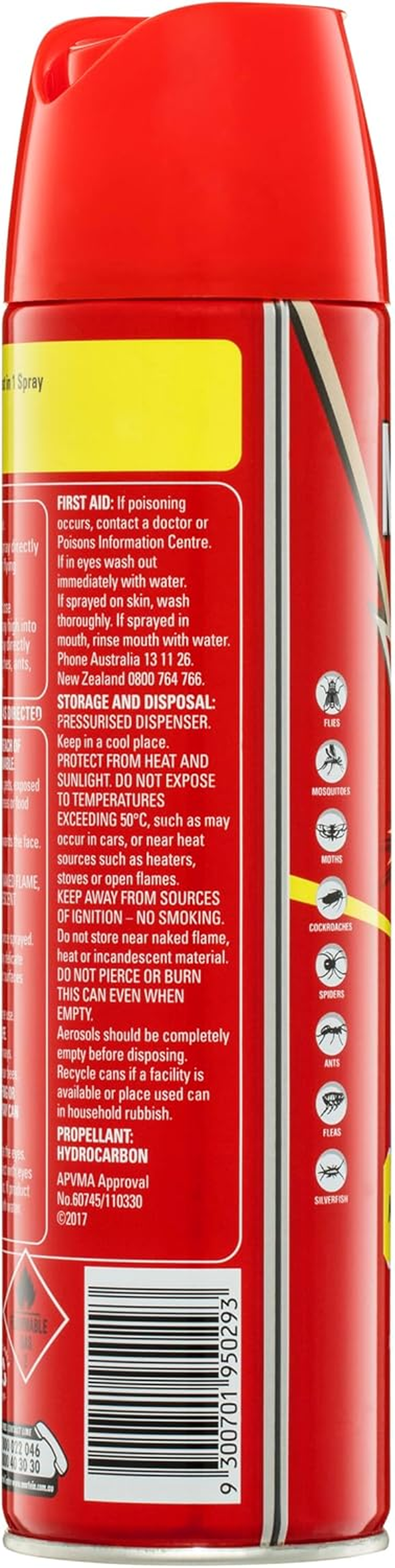 Mortein Fast Knockdown Insect Spray Odourless Fly & Mosquito Killer 350G image number 6