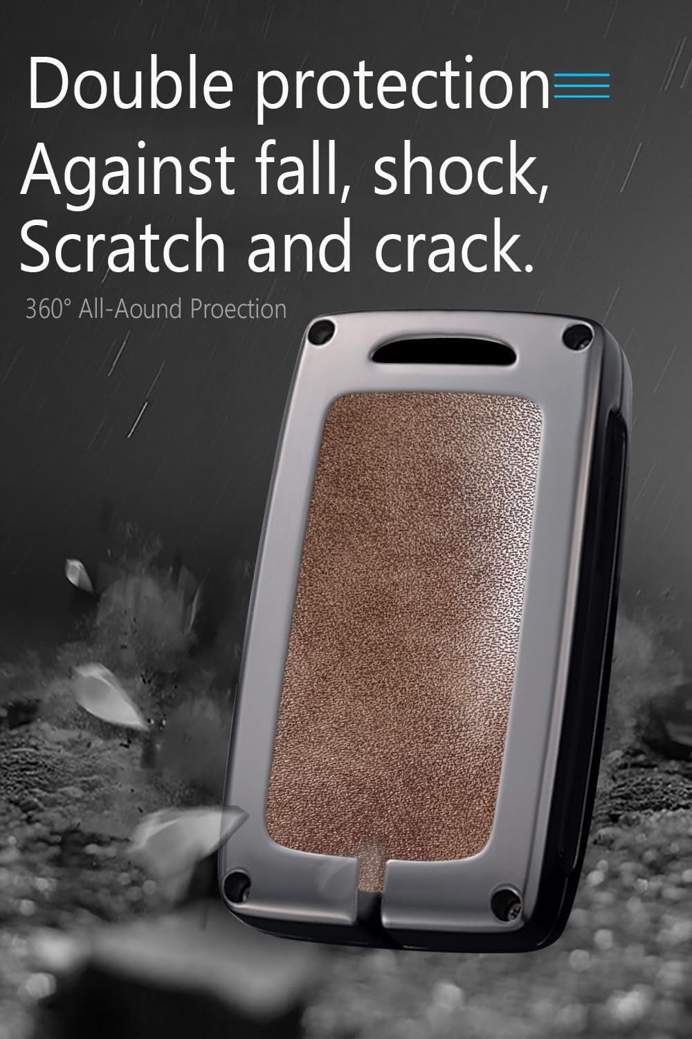 Ontto Metal Leather Car Key Fob Cover Fit for Mazda 3 6 CX-5 CX-9 CX-30 CX-50 CX-70 CX-90 MX-30 MX-5 2019-2025 Key Holder Case Keyring Shell Bag Keychain Auto Accessories 2/3/4 Buttons Grey 2