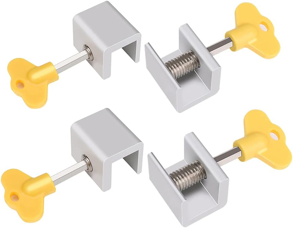 Maizoon Window Locks with Key 4 Pcs,Adjustable Aluminum Safety Sliding Door Guards for Children Baby Pets,Household Security Anti-Theft Hardware Tool,Nd06A image number 1