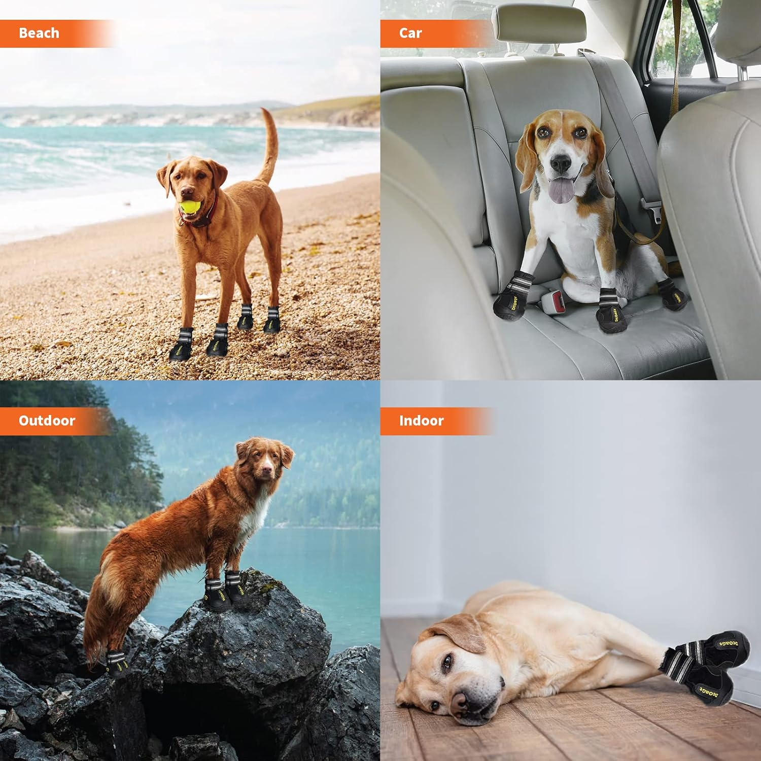 Dcoagt Dog Shoes for Large Dogs, Waterproof Anti-Slip Dog Boots & Paw Protectors for Summer Hot Pavement Winter Snow, Breathable and Reflective Dog Booties for Hiking/Walking/Outdoor/Floor image number 3