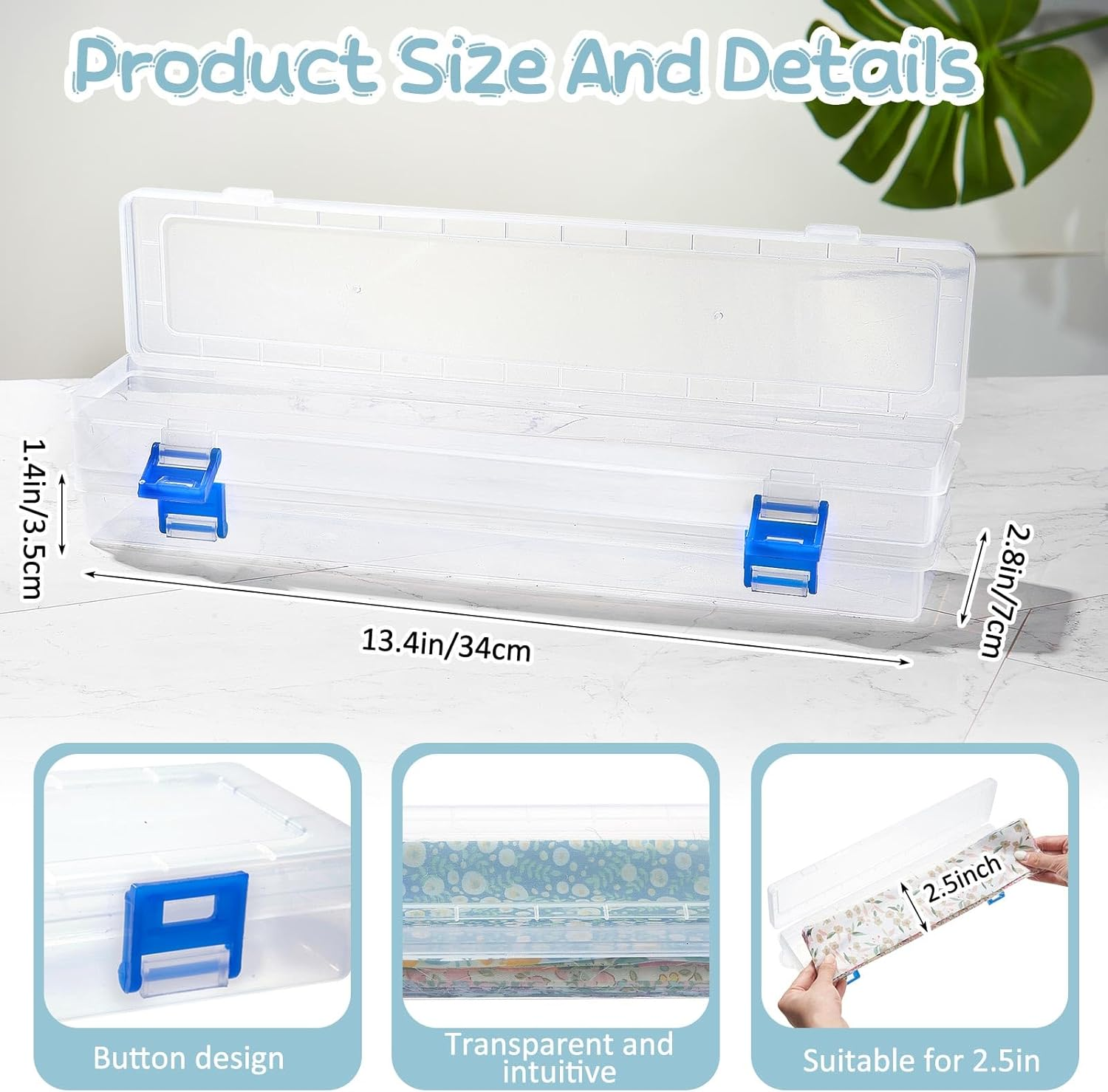 Tioncy 4 Pcs Fabric Strip Case Jelly Cotton Fabric Patchwork Roll Storage Case Bulletin Board Border Bolt Storage Sewing Cloth Organizer for 2.5 Inch Cloth Strips Arts Crafts Organizer(Medium) - Large image number 2