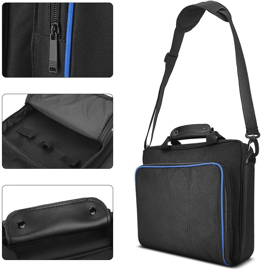 PS4 Case, Travel Case Playstation 4 Carrying Case, Waterproof Nylon Bag with Adjustable Strap, Protective Shoulder Bag for PS4, PS4 Pro, PS4 Slim image number 1