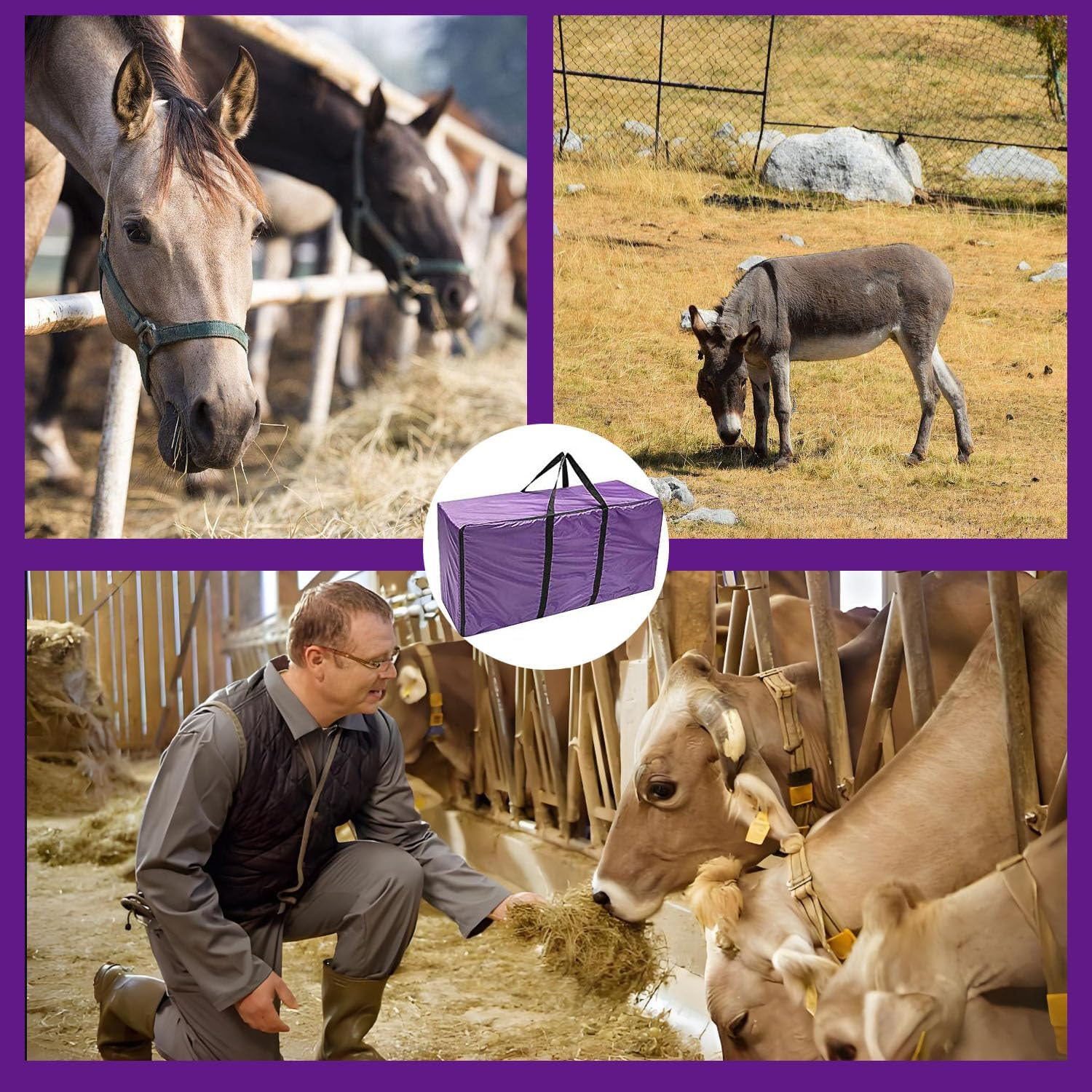 Shengsenfu Hay Bale Storage Bag, Heavy Duty Hay Bale Bag, Oxford Cloth Hay Storage Container, Horse and Livestock Hay Bale Bag, Large Tote Waterproof Collapsible Bag Hay Bale Tote Bag with Zipper image number 6