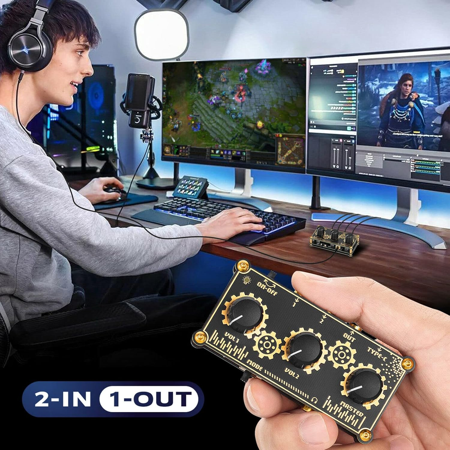 Mini Stereo 2 Channel Line Mixer Headphone Monitoring Club Live Studio Recording image number 5