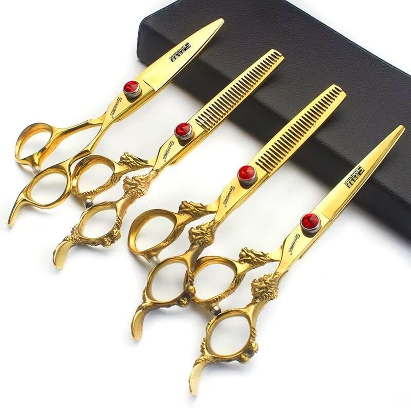 Gold 6/78/9 Inch Professional Haircut Scissors, Multifunctional Haircut Scissors Set (6 Inch 4 Pieces) image number 1
