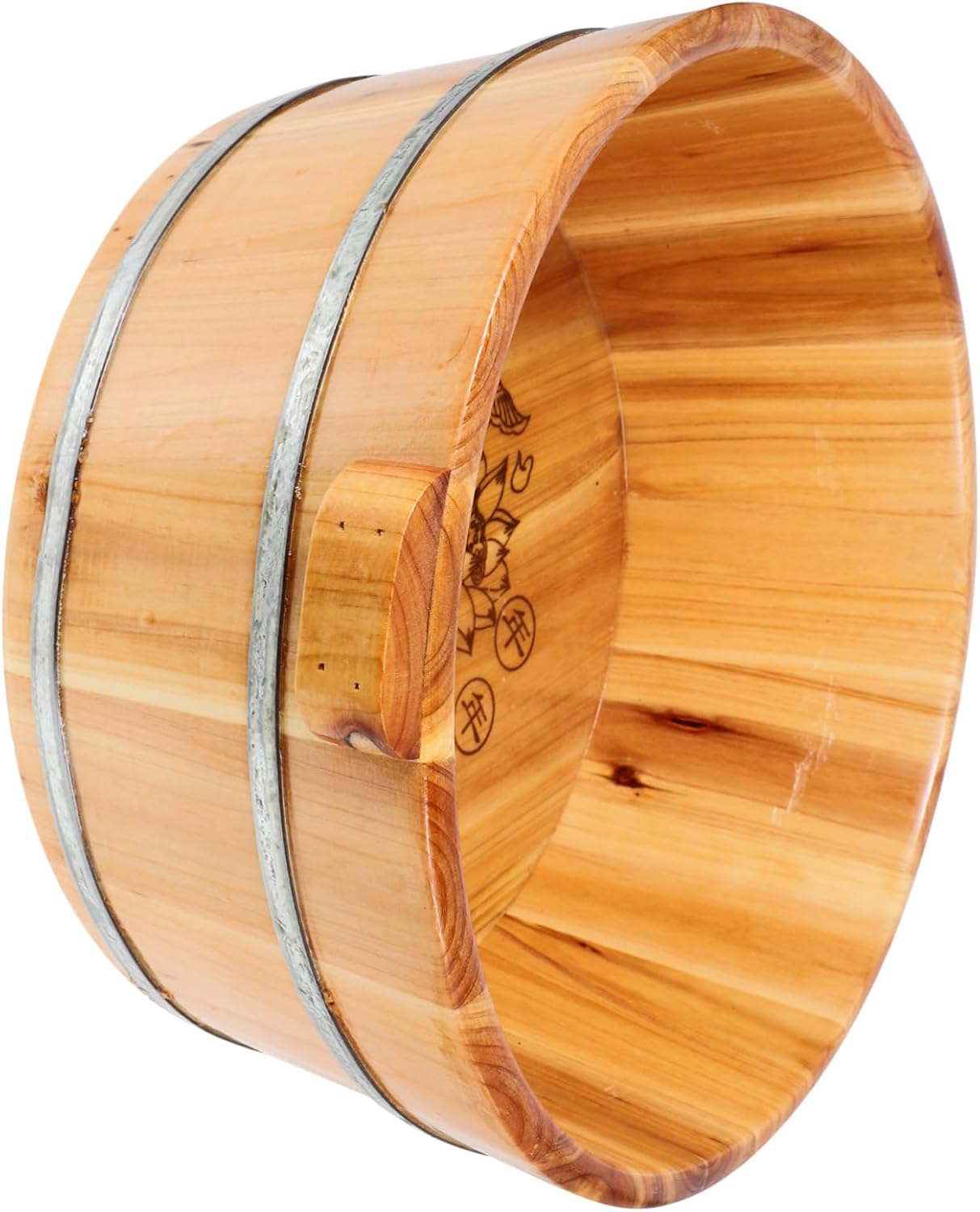 Ipetboom Wooden Foot Bath Bucket, 36Cm Wood Foot Tub for Soaking Feet Pedicure Bowl Spa Foot Massage Pedicure Barrel round Foot Bath Basin Foot Soak Tub Pan for Home Sauna image number 2