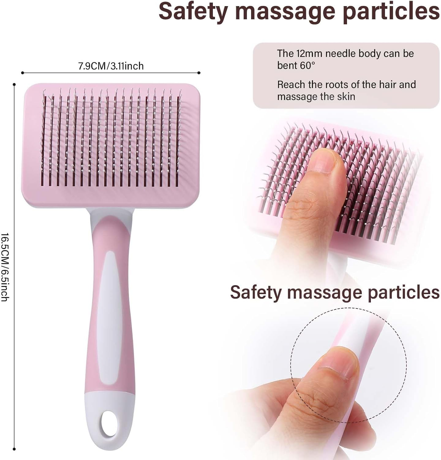 Vinabo Self Cleaning Pet Brush, Long and Short Hair Brush for Dogs and Cats, Soft Brush for Dogs and Cats, Self-Cleaning Grooming Brush for Pets image number 2