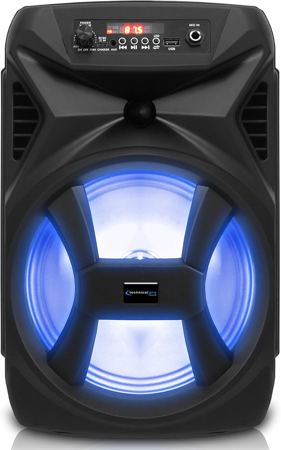 Technical Pro 500 Watts Portable 8 Inch Bluetooth Speaker with Woofer & Tweeter - Festival PA LED Speaker with Bluetooth/Usb Card Inputs, & True Wireless Stereo (Speaker) image number 5