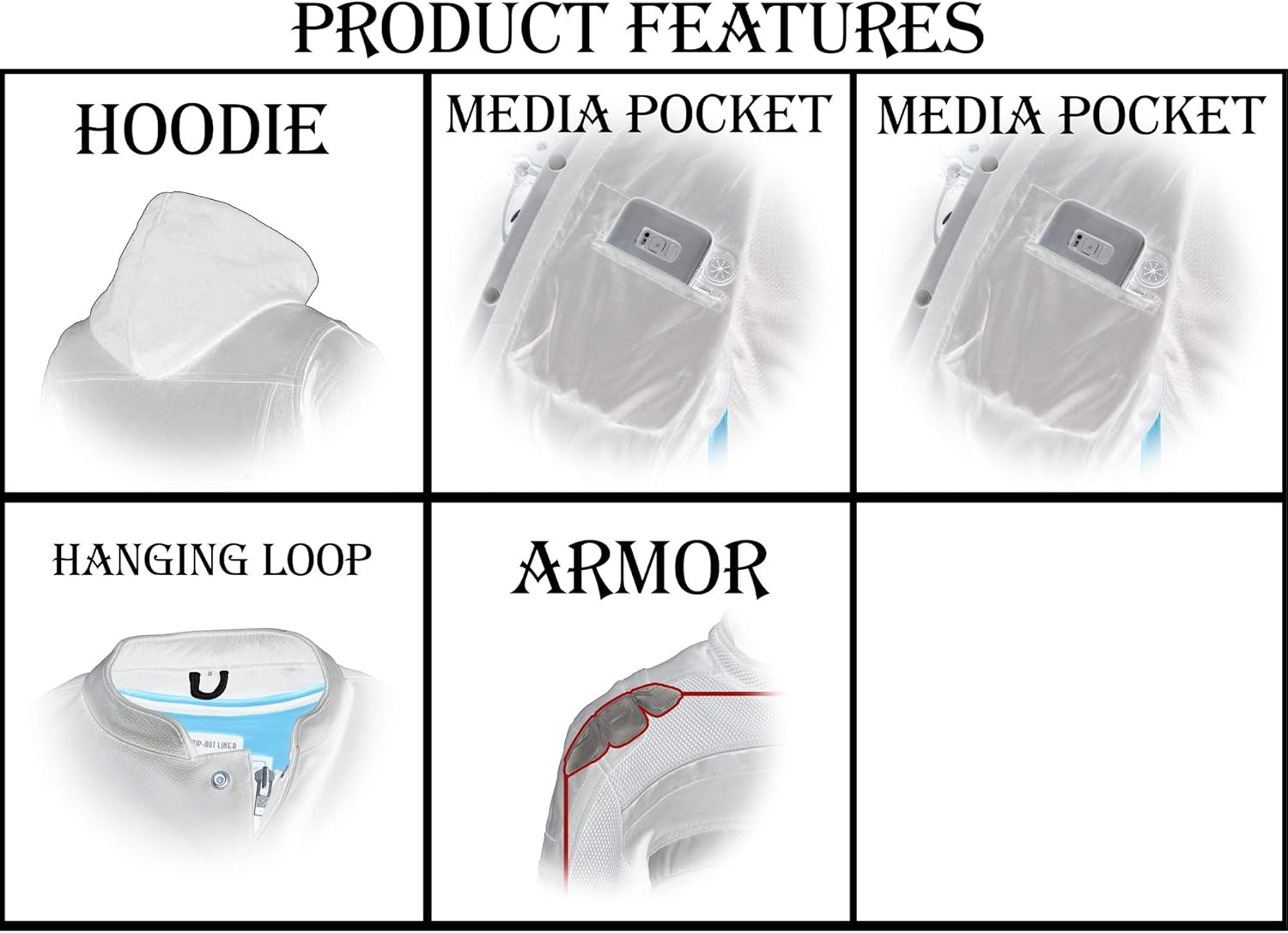 Milwaukee Leather MPM1788 Men'S Black CE Approved Armored Riding Hoodie with Aramid by Dupont Fibers - X-Large image number 3