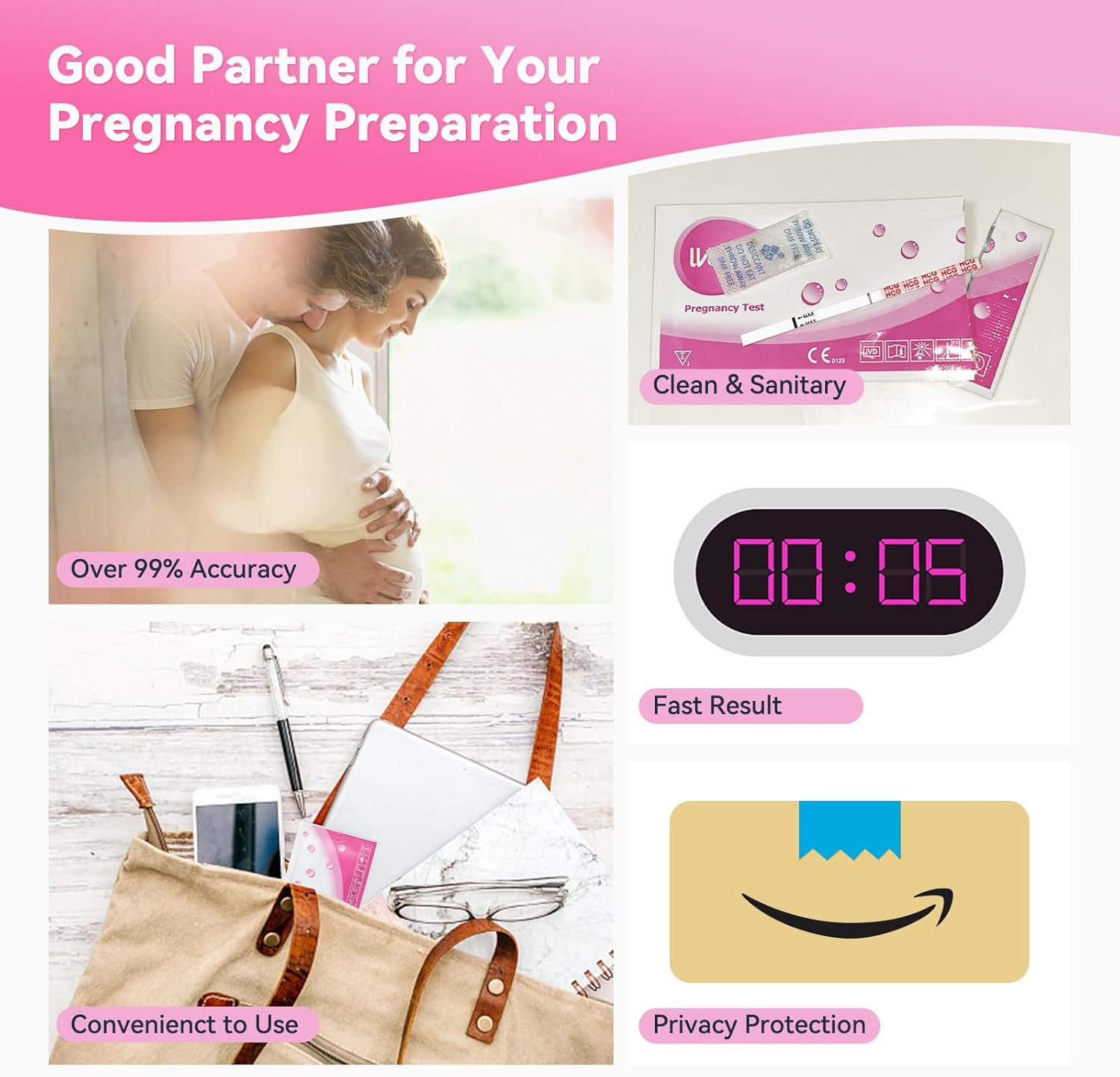 Wondfo Pregnancy Test Strips 20X Early Pregnancy Tests 10Miu Sensitive Tests up to 6 Days Detection for Home Fertility Test